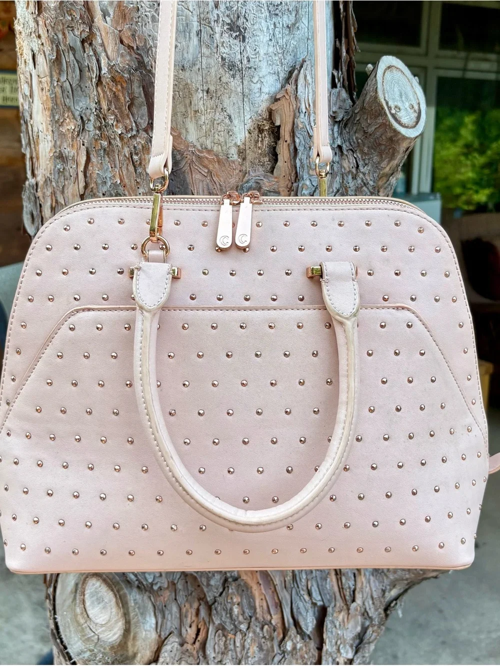 Charming Charlie Studded Blush Women's Satchel Tote Bag NWOT